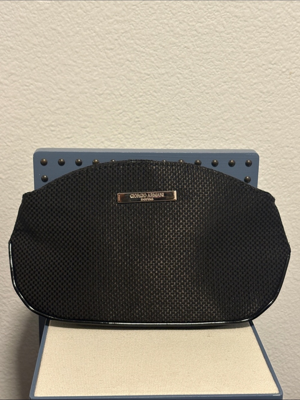 Giorgio Armani Parfums Black Woven Clutch Cosmetic Bag